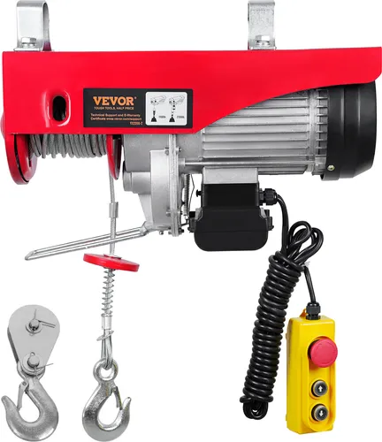 VEVOR 500-1000kg Elektrische Seilwinde - Robuste Seilwinde mit einer maximalen Tragfähigkeit von 1000 kg und einer Hubhöhe von 12 m, ideal für schwere Hebe- und Zugarbeiten.