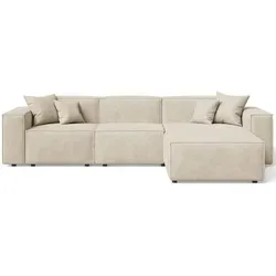 GRAINGOLD Arizona Ecksofa - Modernes 3-Sitzer Sofa in L-Form (Beige, Rechts) - Sofas & Couches mit elegantem Design und komfortabler Polsterung. Ideal für offene Wohnräume, pflegeleicht und perfekt für Familien mit Kindern oder Haustieren.