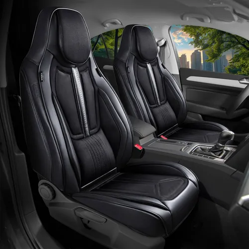 Hyundai i30 GD Bj 2011-17 Schonbezüge in Schwarz - Sitzbezüge für Fahrer und Beifahrer, atmungsaktiv und abwaschbar, idealer Schutz für Ihre Autositze mit einfacher Installation und Seitenairbagkompatibilität.