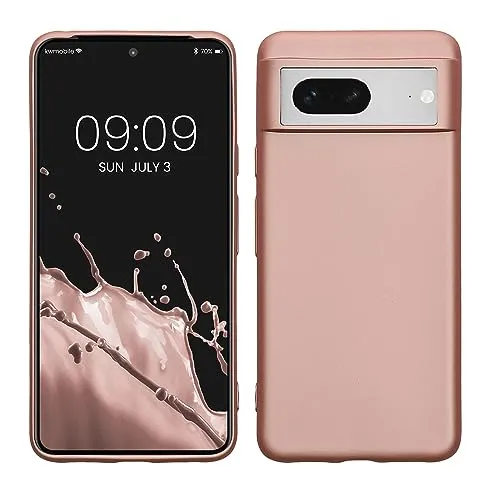 kwmobile Handyhülle für Google Pixel 8 Hülle - Silikon Case metallisch schimmernd - Schutzhülle Cover - Metallic Rosegold