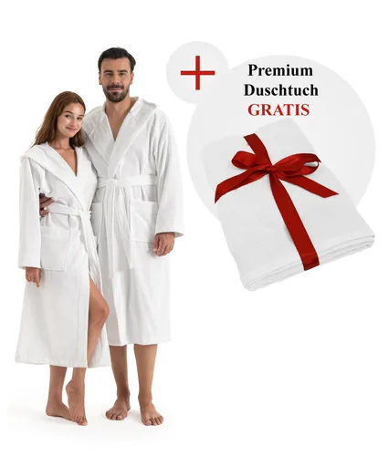 OTTO home Unisex-Bademantel Fenya - Bademantel aus Veloursfrottier, 330 g/m2, ideal für Sauna & Spa, inklusive GRATIS Duschtuch 70x140 cm - weich und gemütlich mit Kapuze und Reißverschlusstaschen.