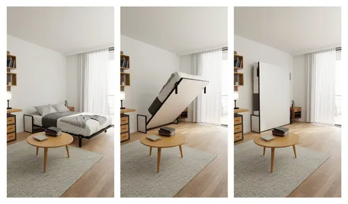 WallBedKing Morphy Horizontal Klappbett - Platzsparendes Schrankbett - Das Morphy Klappbett von WallBedKing bietet maximale Flexibilität durch modulare Anpassungsmöglichkeiten. Ideal für kleine Räume, lässt es sich einfach an die Wand klappen und bietet dabei den Komfort eines echten Bettes.