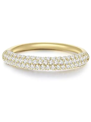 Glanzstücke München Silberring gelbgold - Glamouröser Bandring - Fingerringe mit 925er Sterlingsilber und funkelnden Zirkoniakristallen, perfekt für stilvolle Akzente in jedem Outfit.