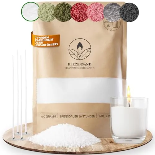 comforder Kerzensand mit Dochten, Wachsgranulat, Kerzen selber Machen Set, Pearled Candle, 400g Kerzenwachs Perlen + 4 Kerzendochte (Weiß)