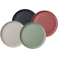 Mepal SILUETA Essteller Set - 4er Set 26 cm Bunt - Teller, 4er Set mit 26 cm Durchmesser, robust und stilvoll für draußen, spülmaschinen- und mikrowellengeeignet, 100% recycelbar aus nachhaltigem Material.