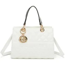 Gallantry La Matelassé Shiny Handtasche aus Kunstleder, Weiß - Handtaschen mit breitem Schulterriemen, geräumig und vielseitig als Umhängetasche oder Handtasche nutzbar – ideal für stilvolle Aufbewahrung Ihrer Alltagsgegenstände.