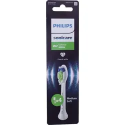 Philips Sonicare W2 Optimal White - 4er-Pack Ersatzbürstenköpfe - Ersatzzahnbürsten für strahlend weiße Zähne und bis zu 100 % mehr Fleckenentfernung in nur einer Woche. Ideal für eine sanfte und effektive Reinigung mit Sonicare Technologie.