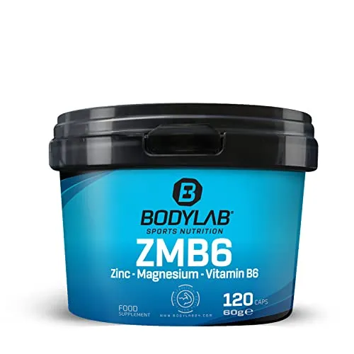 Bodylab24 ZMB6 120 Kapseln, mit den Mineralstoffen Zink, Magnesium, Vitamin B5, B6 & Vitamin D, ideal als Zusatzsupplement in intensiven Trainingsphasen