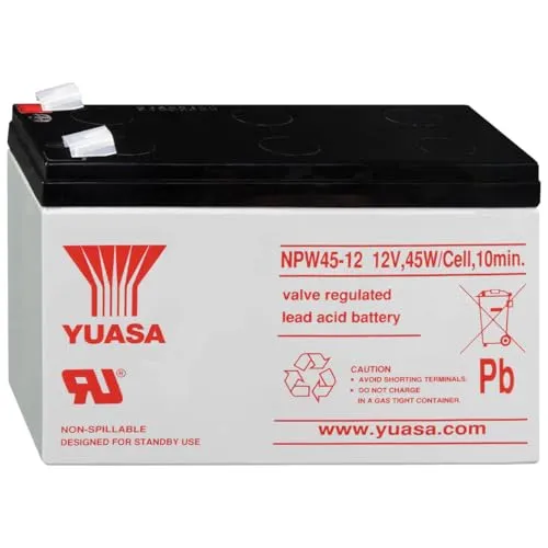 Yuasa Bleiakku NPW45-12 für USV - Blei-Säure-Batterie 12V, 8,5Ah mit Faston 250 Anschluss, ideal für unterbrechungsfreie Stromversorgung (USV) und zuverlässige Energieversorgung.