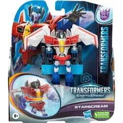 Transformers EarthSpark Warrior-Klasse Starscream Action-Figur - Verwandlungsfähiges 2-in-1 Spielzeug für Kinder ab 6 Jahren. Die 12,5 cm große Starscream Figur lässt sich in 7 Schritten vom Roboter in einen Jet verwandeln und sorgt für spannende Action.