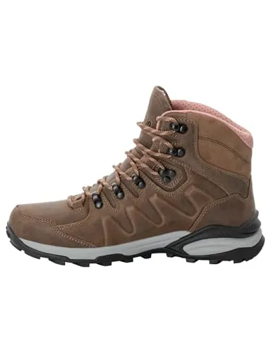 Jack Wolfskin Damen Refugio Prime Texapore MID W Wanderschuh - Fawn, 40.5 EU - Wanderschuhe aus hochwertigem Leder mit atmungsaktiver Texapore-Technologie für optimalen Wetterschutz und Komfort auf jedem Terrain.