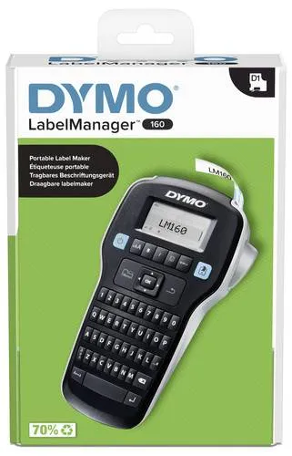 DYMO LabelManager 160 - Tragbares Beschriftungsgerät - Drucker für professionelle Etiketten, einfaches Text-Editing mit Schnellzugriffstasten, ideal für Büroorganisation.