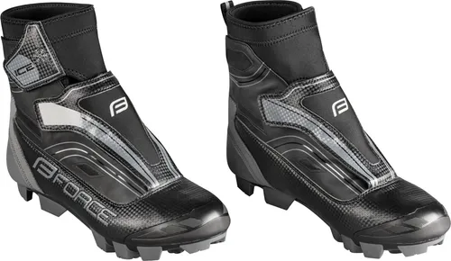 Winter MTB Schuhe FORCE ICE21 in Größe 42 - Wasserdichte MTB Schuhe mit verstärktem Zehen- und Fersenbereich, rutschfester Innensohle und austauschbaren Spikes für optimalen Grip. Ideal für kalte Wetterbedingungen.