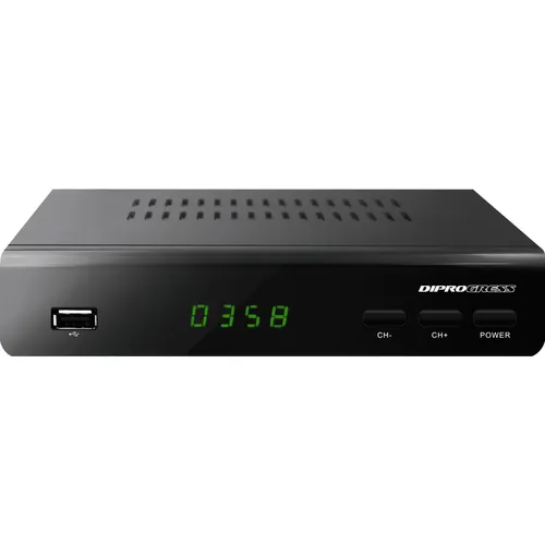 DIPROGRESS DPT203HD Full HD-Satelliten-TV-Decoder - TV-Receiver mit DVB-T2 Unterstützung, Time-Shifting-Funktion und Media-Player über USB für ein optimales Fernseherlebnis.