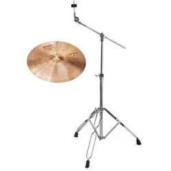 Paiste 2002 16" Thin Crash + Galgenbeckenständer SET - Zubehör für Schlaginstrumente: Handgefertigtes Becken aus CuSn8 Bronze mit kraftvollem, durchdringendem Klang, ideal für Live und Studio, inklusive stabilen Galgenbeckenständer.