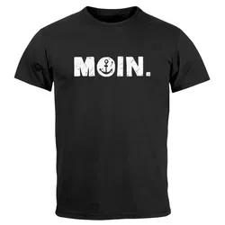 Neverless Print-Shirt Herren T-Shirt Schriftzug Moin Dialekt Norden Hamburg Anker Print mit Print schwarz 4XL