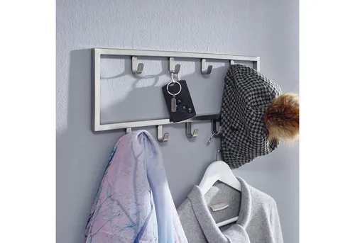 FINEBUY Wandgarderobe FB30251 - Garderobenpaneele aus hochwertigem, handgefertigtem Stahl in Silber, bietet zahlreiche Haken für Ordnung im Flur und verleiht deinem Zuhause Glanz.