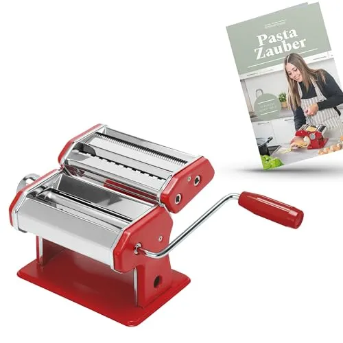 bremermann Nudelmaschine Edelstahl - Spaghetti, Pasta & Lasagne (7 Stufen) mit Rezeptheft - Hochwertige Nudelmaschine aus Edelstahl für kreative Pasta-Variationen. Mit 3 Walzen für Spaghetti, Tagliatelle und Lasagne sowie 7 einstellbaren Teigdicken. Inklusive Rezeptheft für köstliche Ideen.
