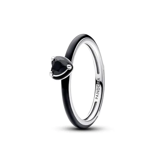 PANDORA ME Schwarzes Chakra Herz Ring - Sterling-Silber, Größe 58, mit kunstvollen Kristallen und einzigartigem Design für individuelles Styling