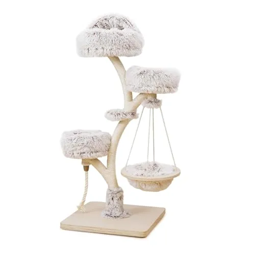 Fudajo Designer Kratzbaum im Zweigdesign – 130 cm hoch - Aktivitätskratzbäume mit stabiler Bauweise und robusten Liegeflächen, ideal für verspielte Katzen und stilvolles Wohnen.