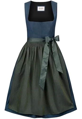 Stockerpoint Dirndl Olivia - Traditionelles Dirndl in Blau, gefertigt aus 100% Polyester, pflegeleicht und ideal für festliche Anlässe oder Oktoberfest.