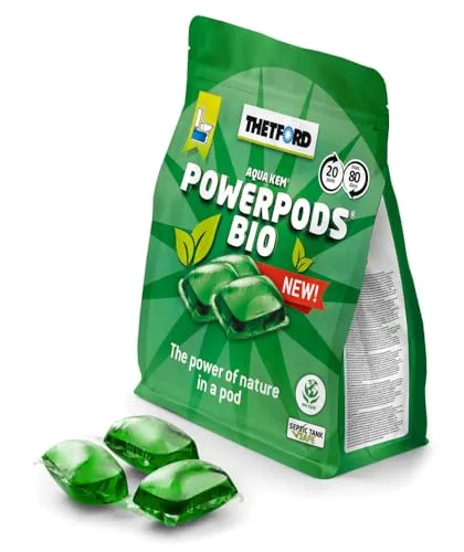 Thetford Power Pods Bio Sachets für Camping-WCs – Umweltfreundliche Sanitärlösung - Camping-Toiletten, biologisch abbaubare Tabs, die Fäkalien zersetzen und Gerüche verhindern – ideal für umweltbewusste Camper.