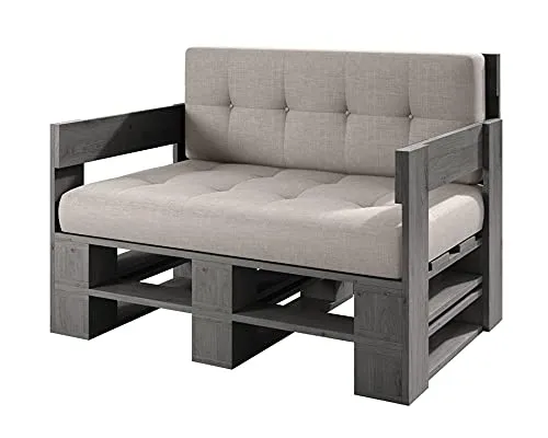 Lermowood Palettenmöbel Mp Sofa 100 x 80 x 40 cm Grau - Stilvolles Paletten-Sofa für Indoor & Outdoor, aus robustem Holz gefertigt und bis zu 500 kg belastbar – ideal für Terrasse, Balkon oder Wohnzimmer.