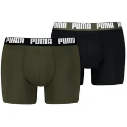 PUMA Boxershorts PUMA MEN EVERYDAY BASIC BOXERS 2P (2er Pack) mit Logobund grün L