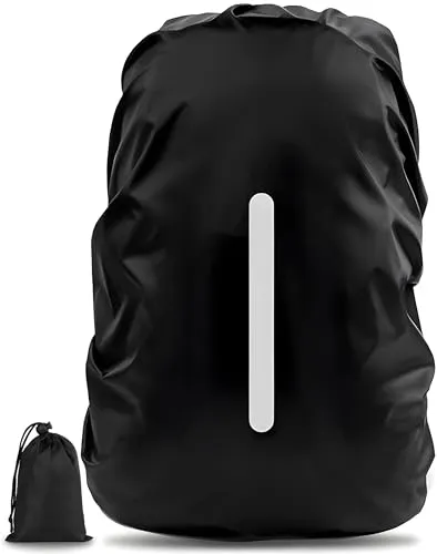 AVANA Regenschutz für Rucksäcke mit Reflexstreifen (10-70L) wasserdichte Regenhülle Schulranzen Reflektor Rucksack Cover reflektierender Rucksacküberzug