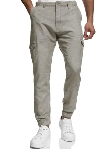 Indicode Leinenhose Booth - 6 Taschen, 55% Leinen - Wanderhose aus 55% Leinen mit 6 praktischen Taschen, ideal für Sommerabenteuer und vielseitige Looks. Nachhaltig produziert und super bequem für Freizeit und Reisen.