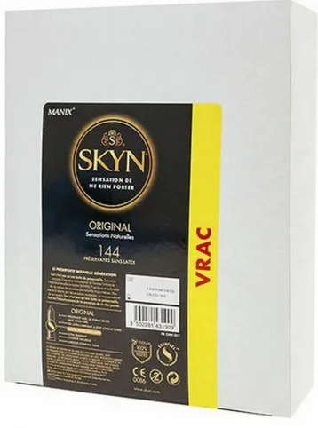Manix Skyn Original Latexfreie Kondome - 144 Stück für ein natürliches Gefühl - Empfängnisverhütung: Latexfreie Kondome aus SKYNFEEL für ein besonders angenehmes Tragegefühl, ideal für allergische Personen. Packung mit 144 Stück.