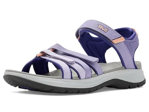 Teva Tirra Sport Sandalen Damen lila multi (PLMT) 9 - Bequeme Damen-Sandalen mit schnell trocknenden Mikro-Wildleder-Riemen und konturiertem EVA-Fußbett für optimalen Komfort. Ideal für den Alltag und robuster Halt auf unebenem Terrain.