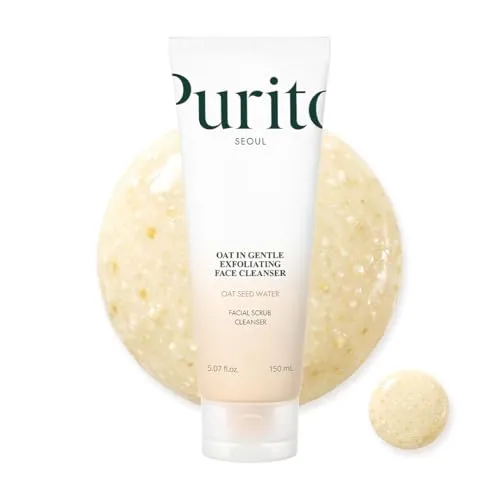 PURITO Korean Oat Exfoliating Facial Polish Gentle & Effective Daily Scrub Hydrating Face Cleanser Oat Seed Water Vegan Skincare Mild Non-comedogenic Soothing Solution All Skin Types 150ml