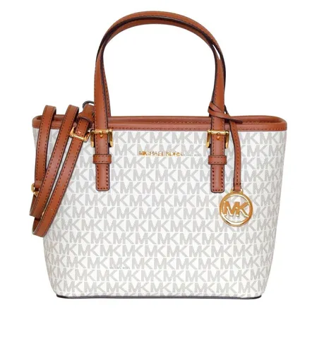 MICHAEL KORS JET SET TRAVEL XS CRYL CONV TZ TOTE - Damentasche aus PVC/Leder in Vanilla, mit goldfarbenem Verschluss und MK-Logo. Ideal für stilvolle Auftritte und perfekte Größe für den Alltag.