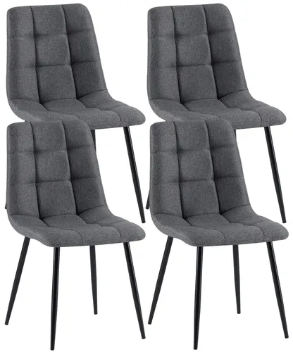 In And OutdoorMatch Esszimmerstühle Natalee – Grau – 4er-Set – Stoff – Hochwertige Polsterung – Esszimmerstühle – Moderner Look