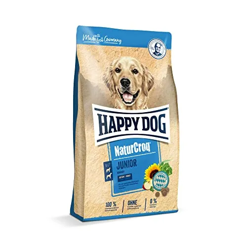 Happy Dog 60694 – NaturCroq Junior – Alleinfutter mit Kräutern für Junghunde ab 6. bis 18. Monate – 1 kg Inhalt