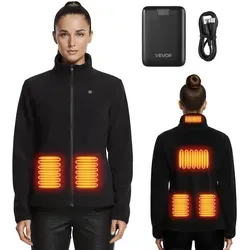 VEVOR Beheizte Fleecejacke für Damen – 6 Heizzonen, wiederaufladbare Powerbank, Schwarz, XL - Genießen Sie angenehme Wärme mit der VEVOR Fleecejacke für Damen. 6 Heizzonen, 3 Temperaturstufen und eine wiederaufladbare Powerbank bieten Komfort beim Outdoor-Camping im Winter. Maschinenwaschbar und pflegeleicht.