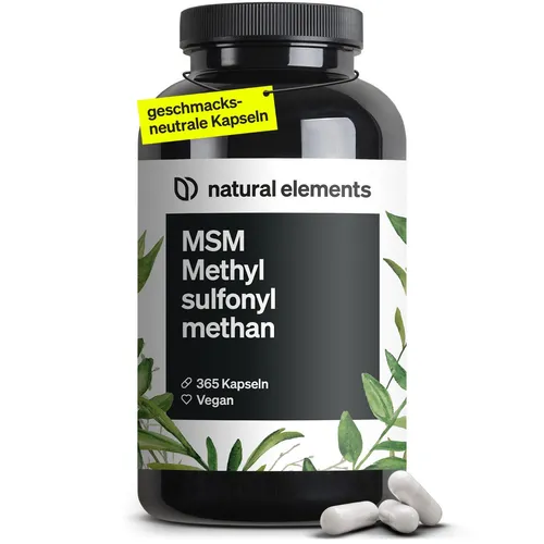 MSM Kapseln 1600mg - 365 vegane Kapseln - Nahrungsergänzungsmittel mit hochdosiertem Methylsulfonylmethan (MSM), laborgeprüft und ohne Magnesiumstearat, ideal für Gelenke und Hautgesundheit.