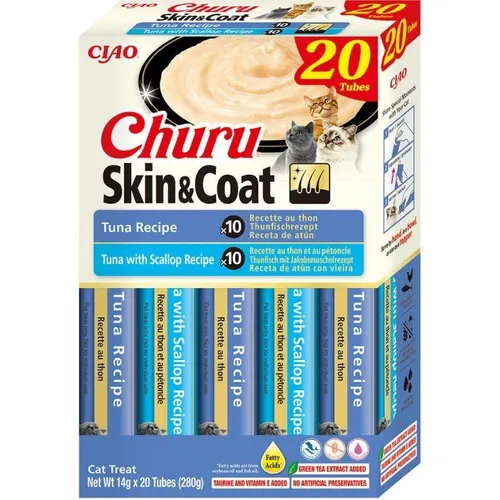 INABA Churu Skin&Coat Tuna recipe - Katze behandeln - 20x14g I 4262365731364