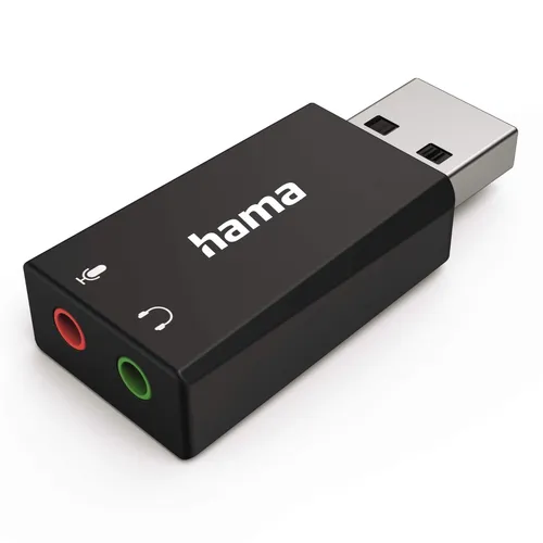 Hama USB Audio Adapter Soundkarte Stereo Extern DAC - Soundkarte für Notebook, Laptop und PC mit 3,5mm Klinke, bietet hochwertigen Stereo-Sound und einfache Plug-and-Play-Installation.