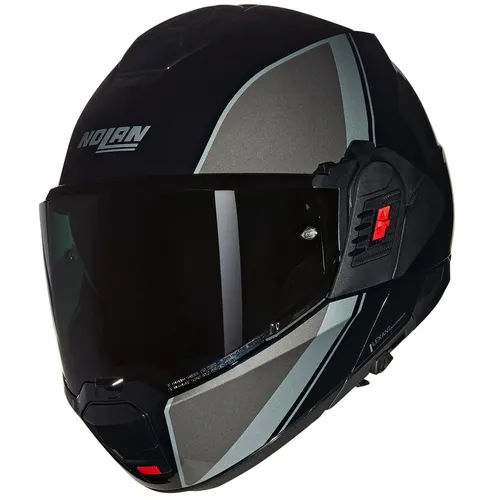 Nolan Klapphelm N120-1 VERNICIATURA SPECIALE 341 Gr: S Schwarz Grau Silber - Motorradhelm mit innovativer Klappmechanik für optimalen Komfort und Sicherheit, ideal für stilbewusste Fahrer.