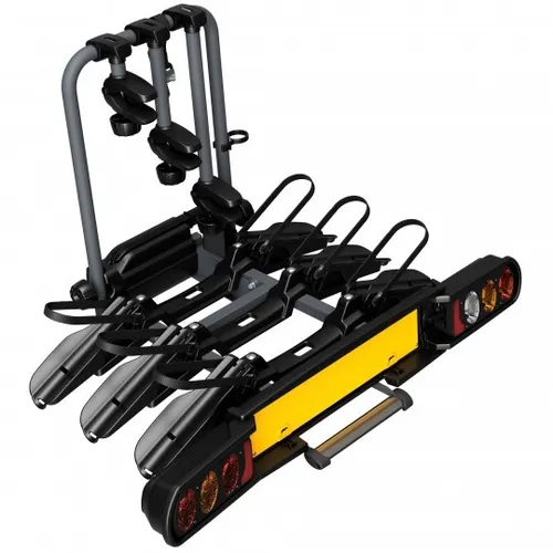 Peruzzo Pure Instinct Towball Fahrradträger für 3 Fahrräder - Fahrradträger mit Quick-Release System, ideal für bis zu 3 Fahrräder und Fat Bikes, leicht neigbar für einfachen Kofferraumzugang und mit abschließbarem Kabelschloss ausgestattet.