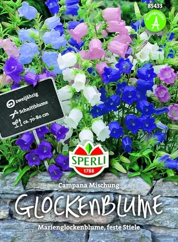 Sperli Glockenblumensamen Campana Mischung 85433 – Glockenblume Samen für Balkon & Freiland, mehrfarbig, bienenfreundlich & mehrjährig, Blumensamen Mischung hohe Keimrate, ideal für Blumenwiese