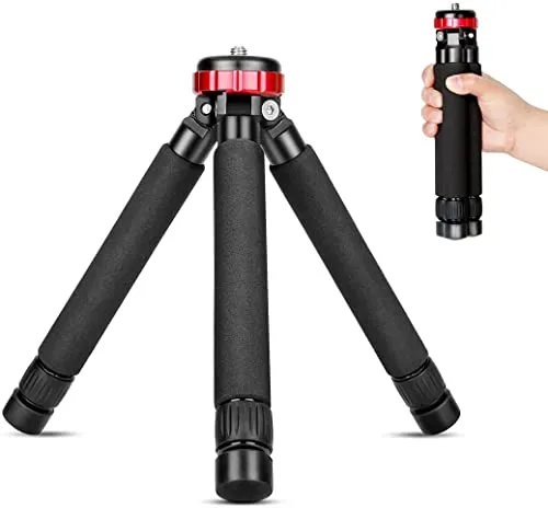 Koolehaoda Mini Stativ Kamera Tischstativ Höhenverstellung 5.5cm - 33cm mit 1/4 "und 3/8" Doppelgewinde für Canon g7x/Sony/Nikon/Fujifilm,Smartphone,Einbeinstative, Belastung 10 kg (MT-02)