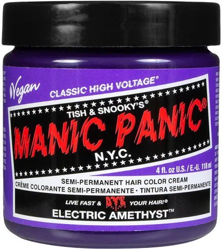 Manic Panic High Voltage Classic Electric Amethyst 118 ml Haarfarbe - Strahlende semi-permanente Haarfarbe für lebendige Looks. Leicht anzuwenden, ohne Entwickler. Ideal für kreative Farbexperimente und lässt sich mit anderen Tönen mischen.