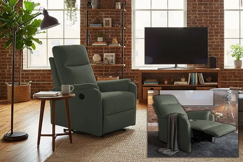 riess-ambiente TV-Sessel HOLLYWOOD - Grüner Strukturstoff mit elektrischer Liegefunktion - Erlebe Kinoatmosphäre in deinem Wohnzimmer! Der HOLLYWOOD Sessel bietet höchsten Komfort mit bequemer Polsterung und elektrischer Relaxfunktion für entspannte Filmabende.