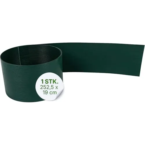 Gartenwelt Riegelsberger Sichtschutzstreifen Hart-PVC Grün RAL 6005 – 1 Stück Premium Zaunsichtschutz für Doppelstabmatten, UV- & witterungsbeständig, 2525 x 190 mm