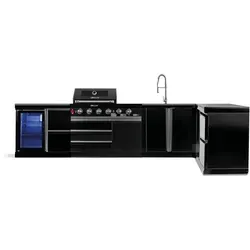 GORILLER® BLACKBACK XL4 Outdoor-Küche - Premium Grillstation mit Gasgrill, Kühlschrank, Waschbecken und extra Arbeitsfläche für unvergessliche BBQ-Momente im Freien.