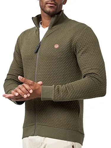 Indicode Sweatjacke Bermie - Strukturierte Oberfläche in Army - Jacke für den Casual-Look, aus 60% Polyester, 37% Baumwolle und 3% Elasthan, ideal für stylische Freizeitoutfits.