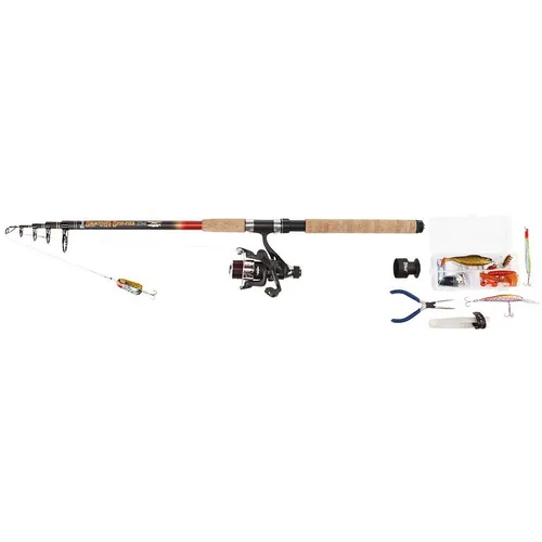 Crivit Spinncombo Spinnrute 2,70m 5Hecht Zander Spinrute Rolle 50-tlg. Rute